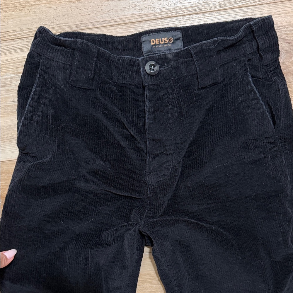 Black Corduroy Straight Leg Pants